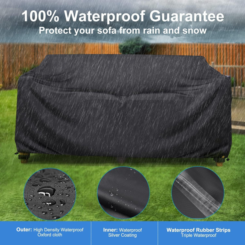 Outdoor Patio Sofa Cover, Water-resistant Garden Furniture Protector With Adjustable Straps, Multiple Sizes Available