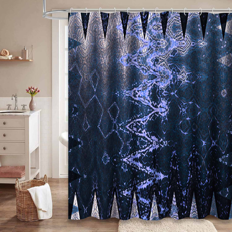 Rideau de douche bleu imperméable, rideaux de douche pour la salle de bain avec 12 crochets, 72" L x 84" W