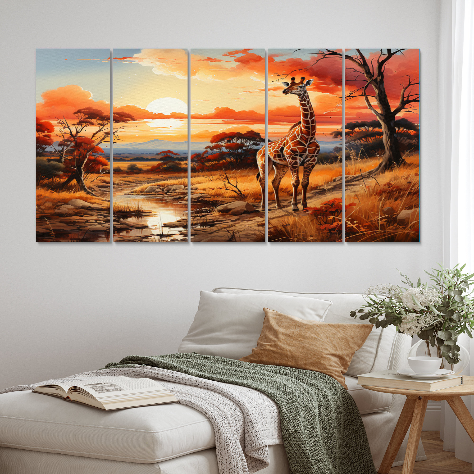 DesignArt African Girafes in Savanna I - Animals Metal Art Print Set ...