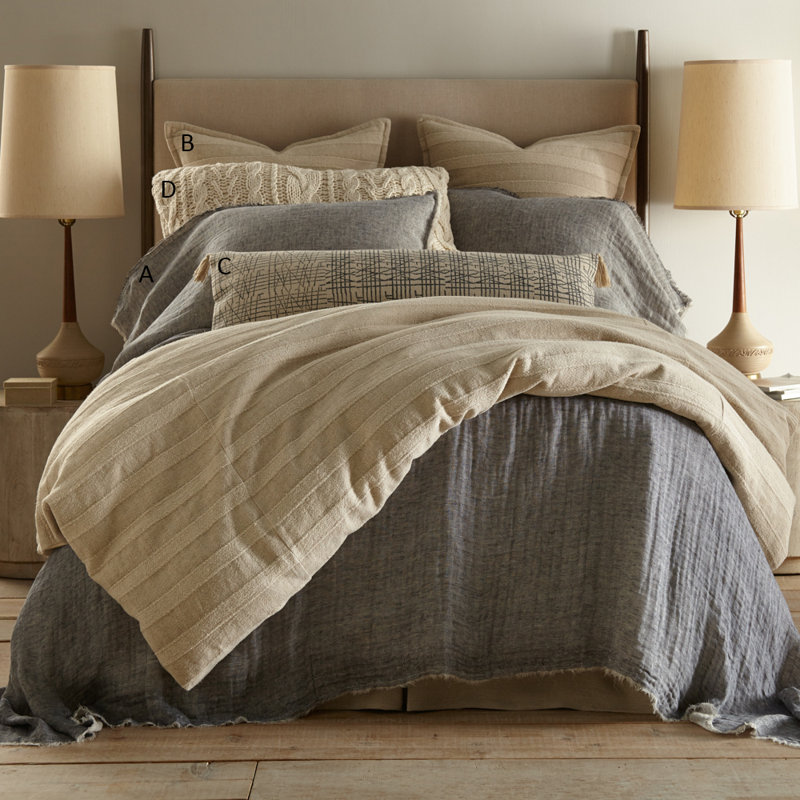 Cotton Blend Striped Duvet Cover, King