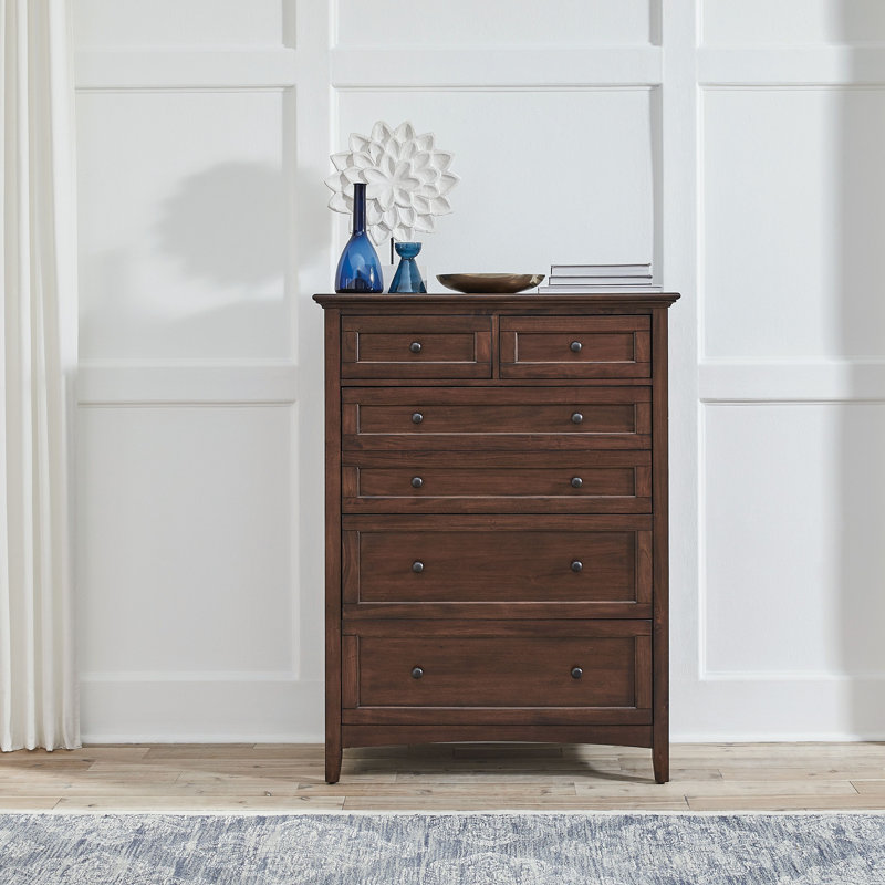 Commode 6 tiroirs Melusina, Brun cerisier