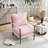 Chenille Accent Chair, Spindle Accent Chair with Covered Armrests, Farmhouse Accent Chair with Turned Wood（set of 2）-638528439