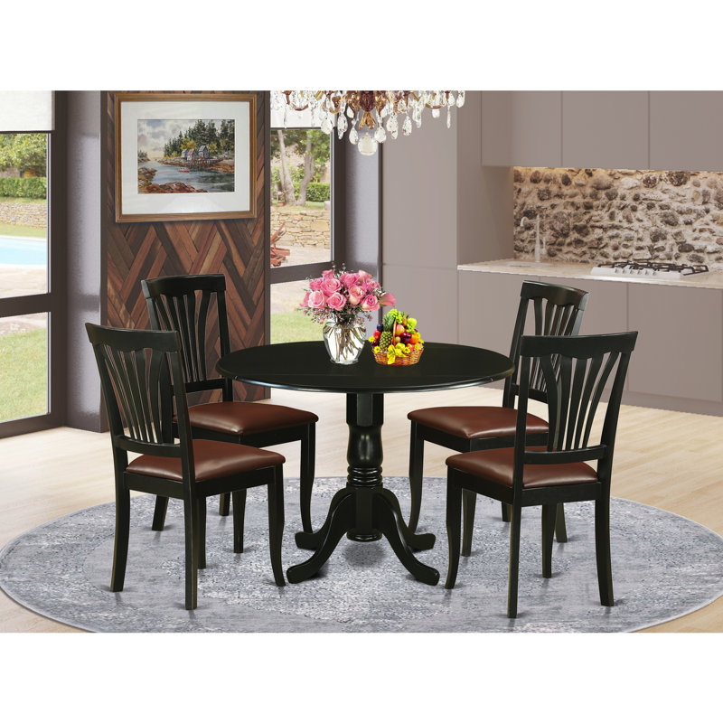Ensemble de salle à manger Maytham, Saddle Brown/Gray Faux Leather, 5 Pieces: Table, 4 Chairs