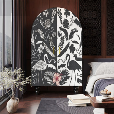 Arched Double Door Wardrobe Storage Cabinet