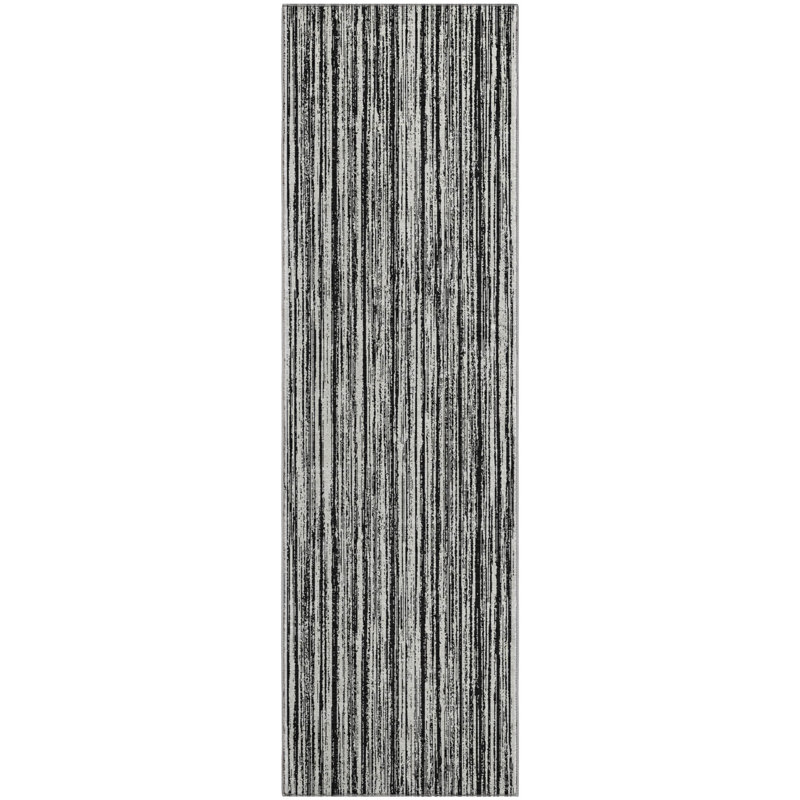 Premium Machine Washable Prisco Black Rug, Runner 2'3" x 7'6"