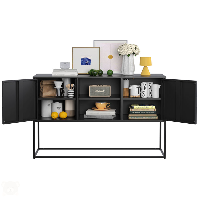 Armoire de rangement 47 po pour salon, Noir