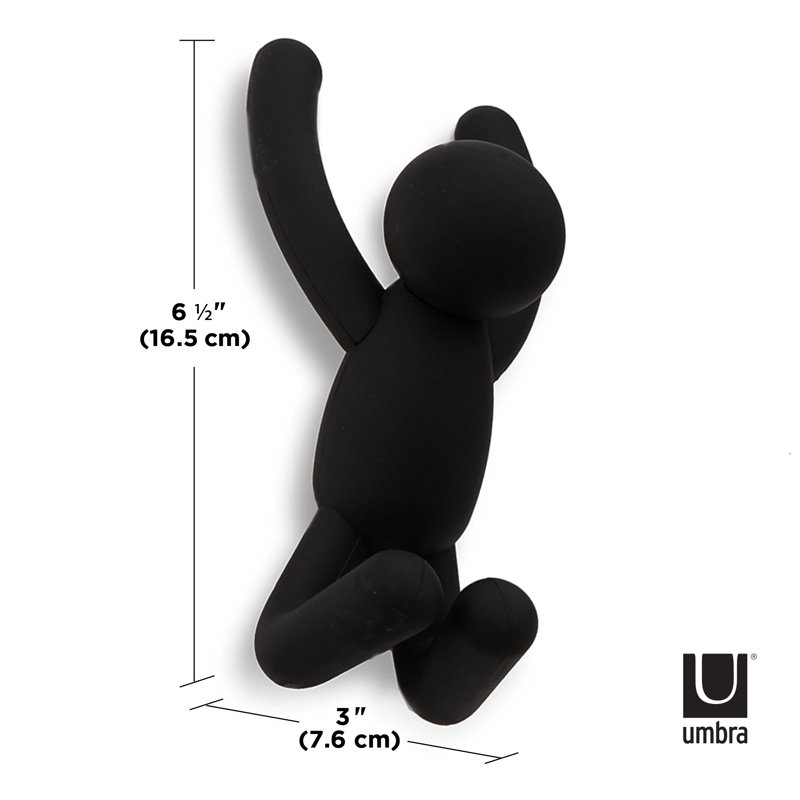 Crochets muraux Buddy, crochets décoratifs simples pour entrée, chambre à coucher, ensemble de 3, Noir