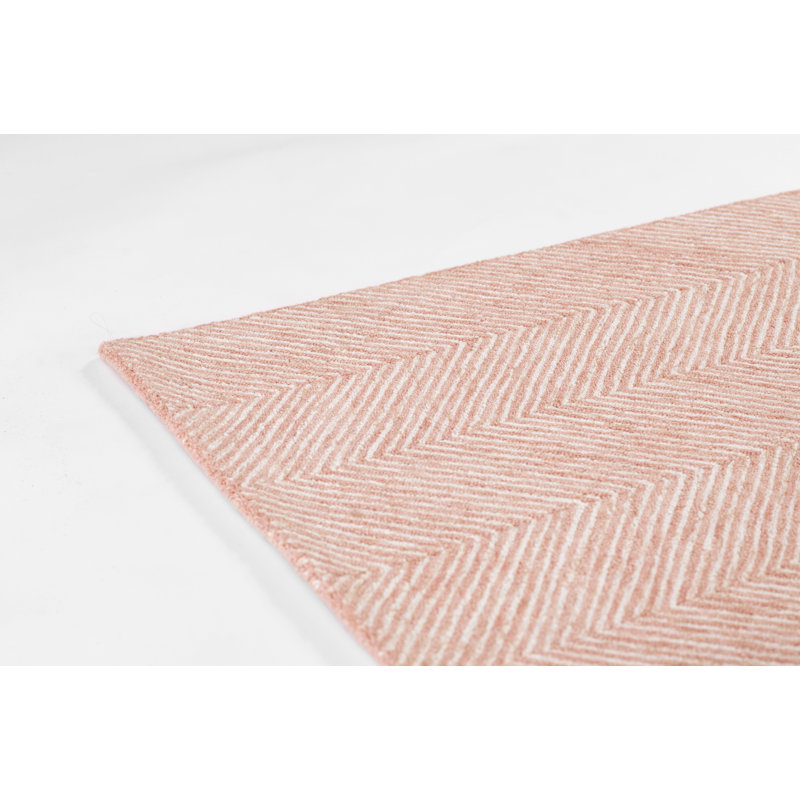 Charles Hand Tufted Wool Zig Zag Area Rug in Pink, Rectangle 2' x 3'