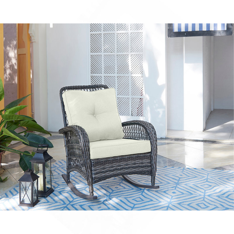 Chaise berçante rembourrée Fruttuo crème et noire