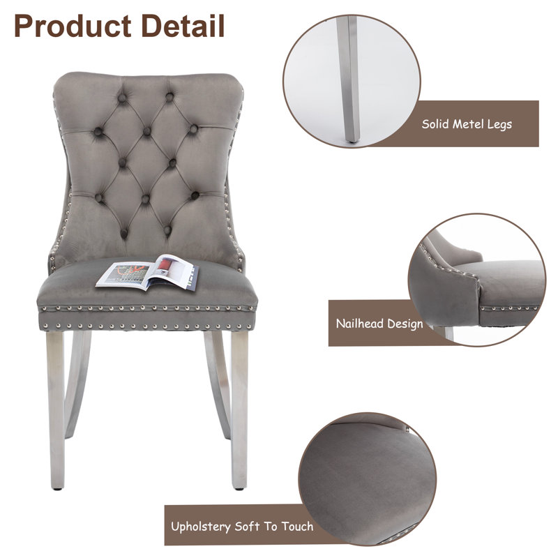 Rosdorf Park High-end Tufted Velvet Upholstered Nailhead Dining Chair (Set of 4)