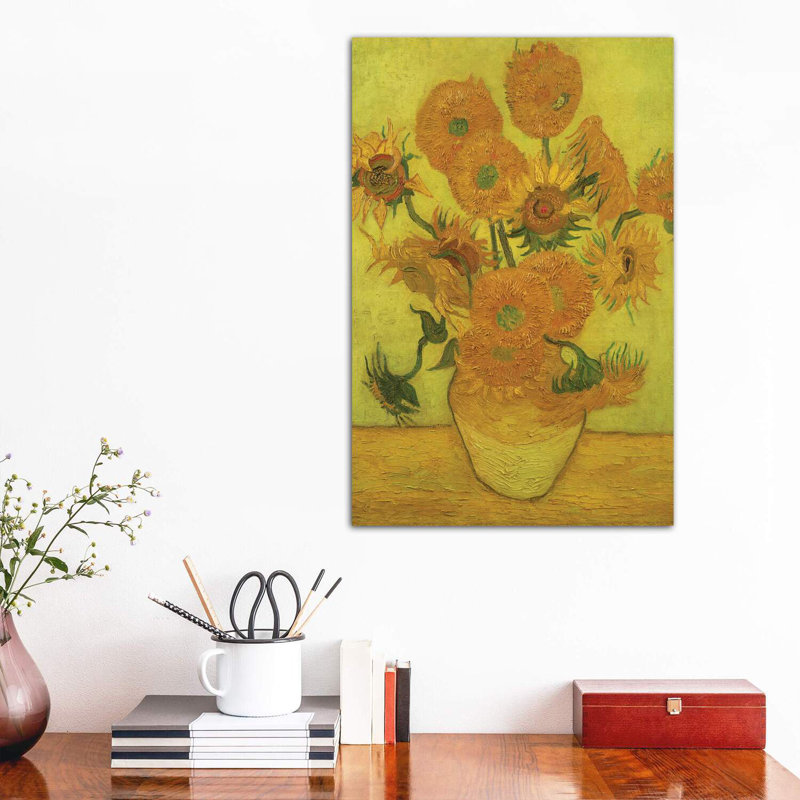 Sunflowers, 1889 by Vincent Van Gogh - Wrapped Canvas Painting, 66.04 cm H x 45.72 cm W x 3.175 cm D