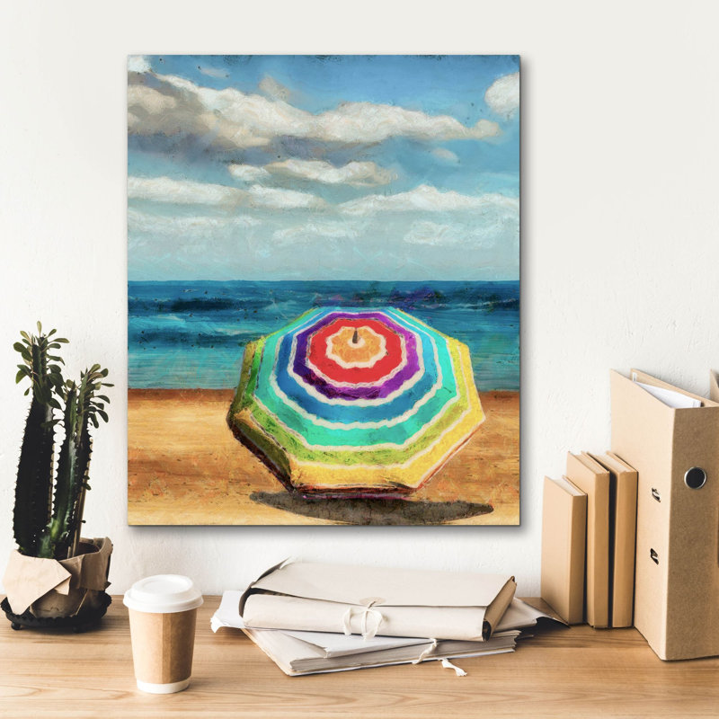  «Beach Umbrella 1» par Alonzo Saunders, art mural sur toile, 20 po x 24 po, H 24 po x l 20 po