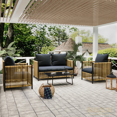 Canapé modulaire d'extérieur avec coussins Aashir