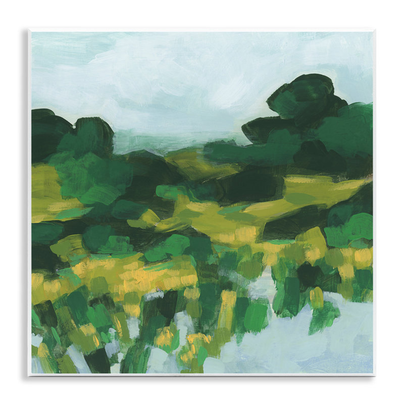 Abstrait vert luxuriant, art mural sur bois par June Erica Vess