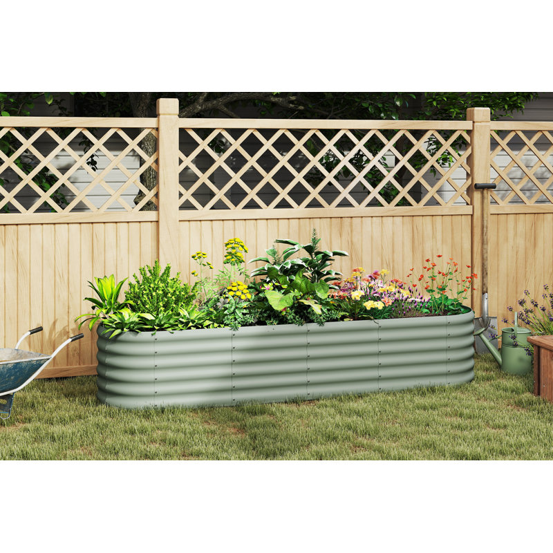 Galvanized Raised Garden Bed, Outdoor Planter Box for Vegetables, Flowers, Herbs, Green
