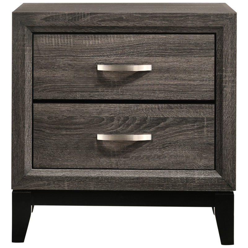 Grey Oak 2-Drawer Nightstand