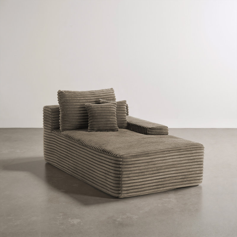Upholstered Chaise Lounge, Light Brown