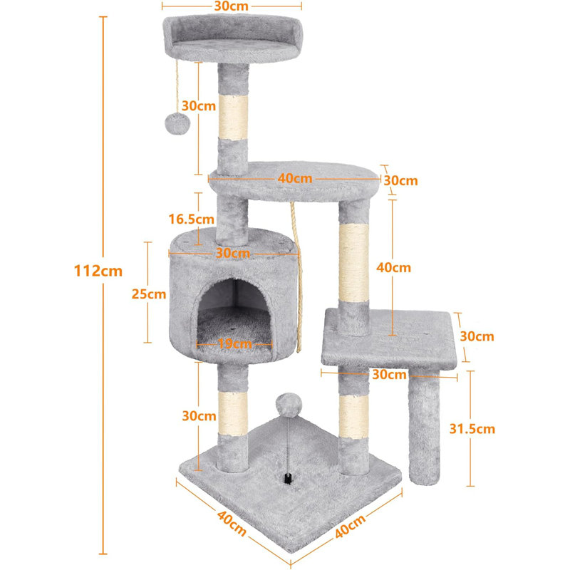 112cm H Cat Tree, Grey