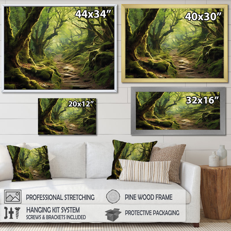 Woodland Serenity - Art mural forêt, H 30 po x l 40 po x P 1,5 po, Toile tendue