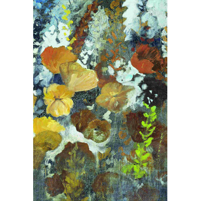 «Pale Painted Flowers 2», peinture sur toile tendue