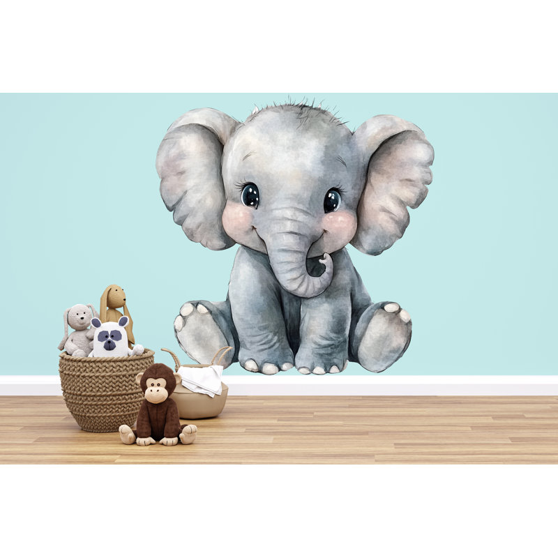 Adhésif décoratif mignon bébé éléphant chambre de bébé, H 45 po x l 45 po