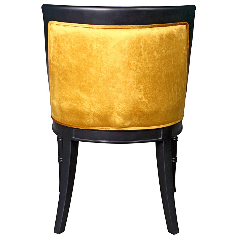 Emperor Caesar Black Mahogany Side Chair with Gold Upholstery