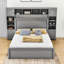 Grand lit plateforme en bois avec 4 tiroirs et armoires-488507587