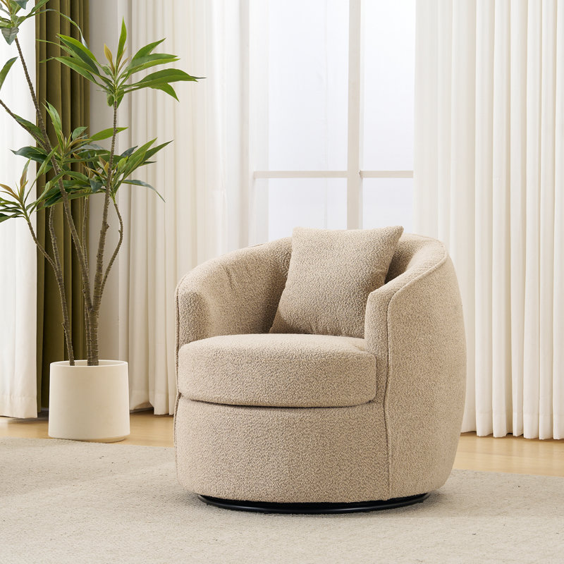 Modern Boucle Upholstered Swivel Accent Chair, Coffee