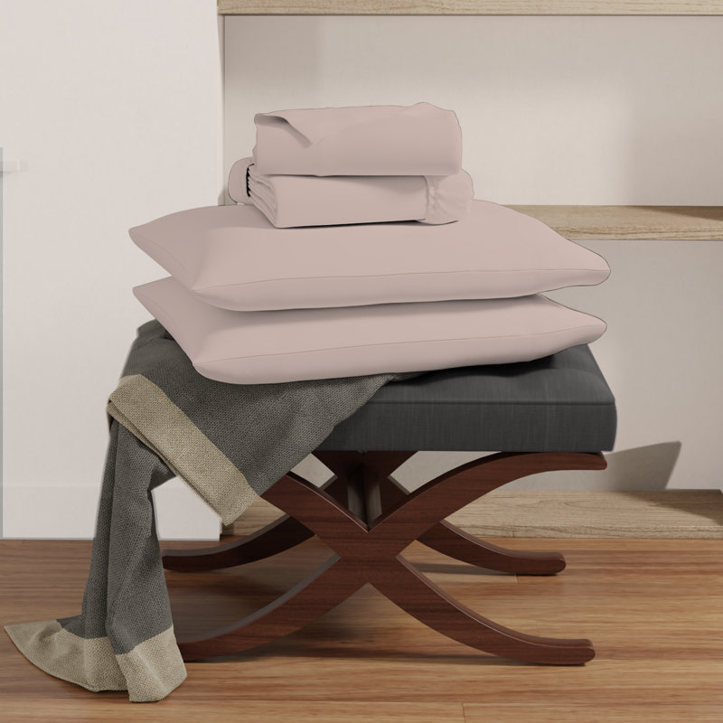 Sustainable 100% Organic Cotton Breathable & Lightweight Deep Pocket Sheet Set, Twin XL, Light Pink