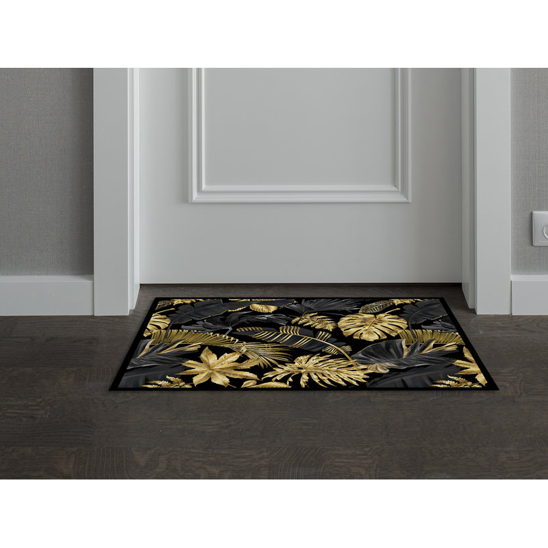 Nisha Non-Slip Floral Doormat, 2cm H x 80cm L x 60cm W