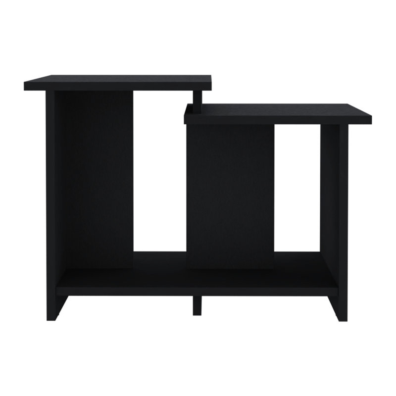 Table basse noire avec tablette ouverte, s'adapte aux tablettes de style bureau moderne pour les salons élégants, Noir