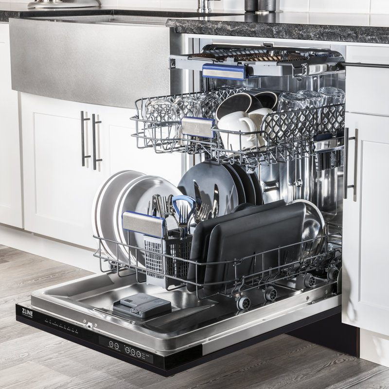 ZLINE 24" Tallac Series 3rd Rack Tall Tub Dishwasher with Stainless Steel Tub, 51dBa, Oil Rubbed Bronze