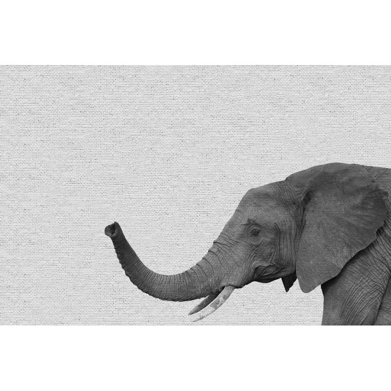 Side Elephant II - Drawing on Canvas, 20cm H x 30cm W