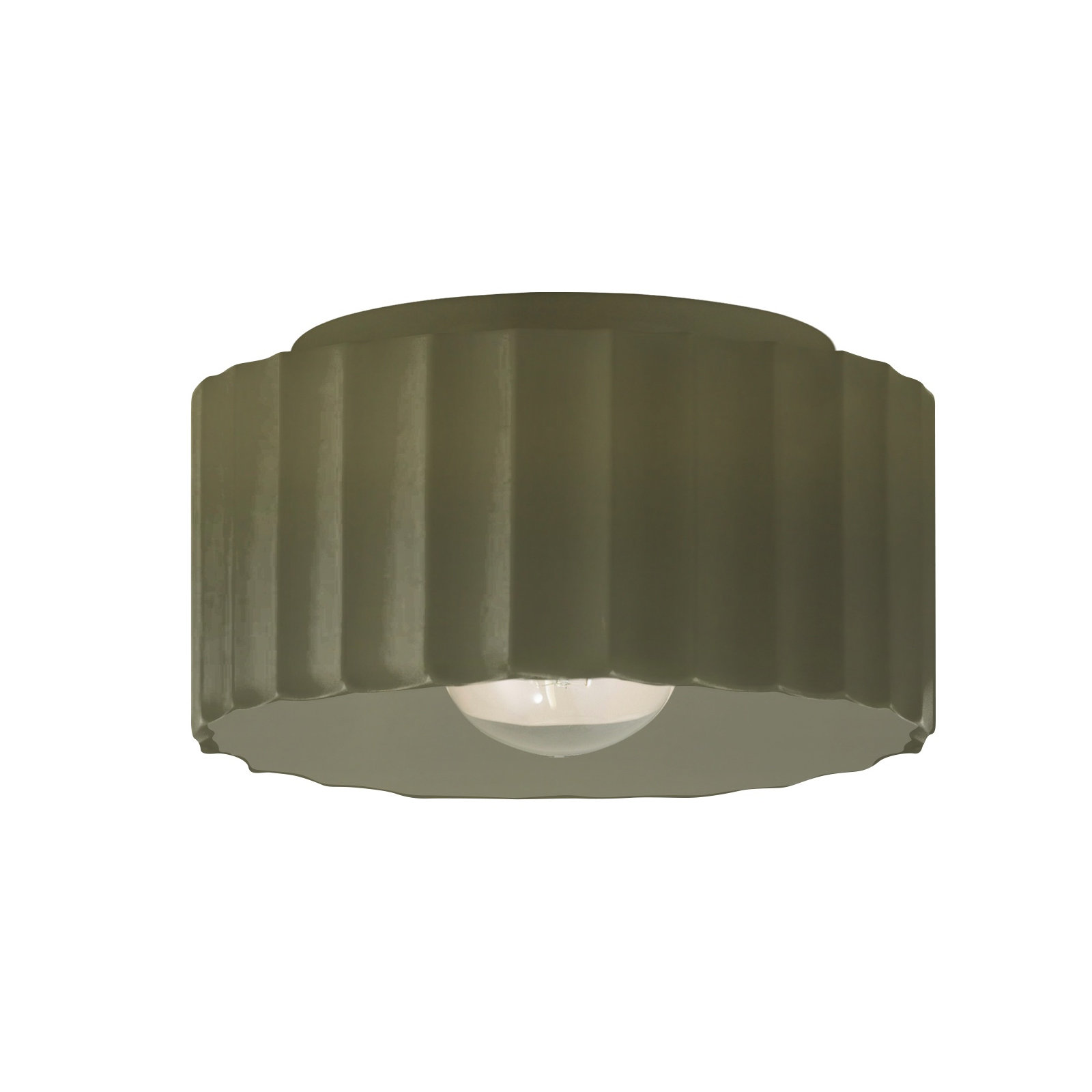 Colgate Single Light Ceramic Flush Mount, Matte Green, 6.5" H x 10" W x 10" D