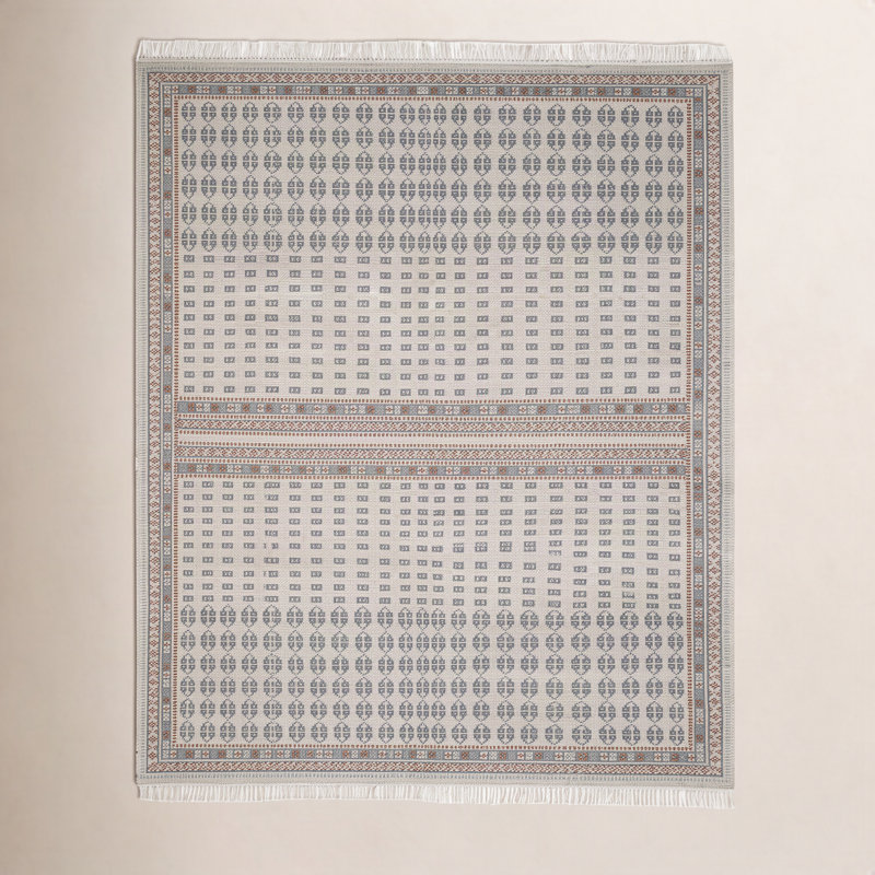 Tapis rectangulaire en laine / coton noué à la main de style sud-ouest rectangulaire en ivoire / brun