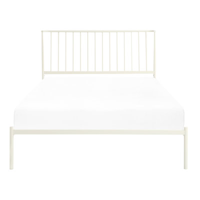Grand lit Mid-Century moderne en métal blanc