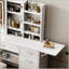 Bureau de coiffeuse élégant avec miroir, lumières et 5 tiroirs, tablettes ouvertes et fauteuil pour le maquillage et le rangement