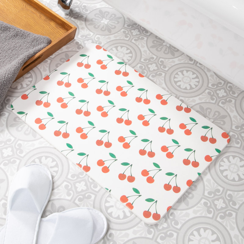 Non-Slip Bath Mat, White/Red/Green