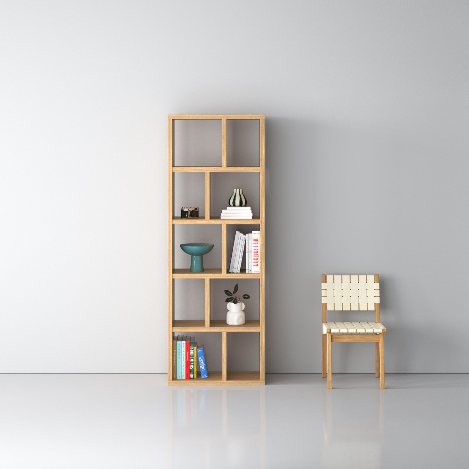 Stetson Bookcase, Oak, (5 Shelves) 78" H x 28" W x 13" D