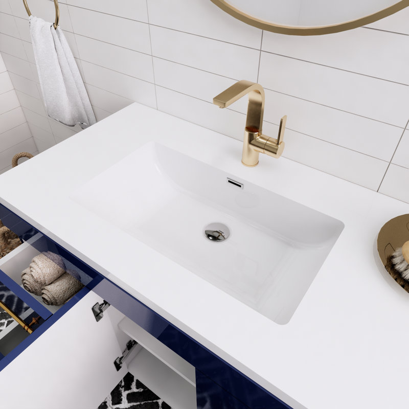 Spring 72'' Double Bathroom Vanity with Acrylic Top, Night Blue