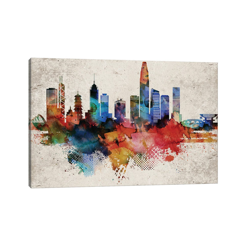Hong Kong Skyline - Wrapped Canvas Gallery-Wrapped Canvas Giclée, 101.6 cm H x 66.04 cm W x 3.175 cm D