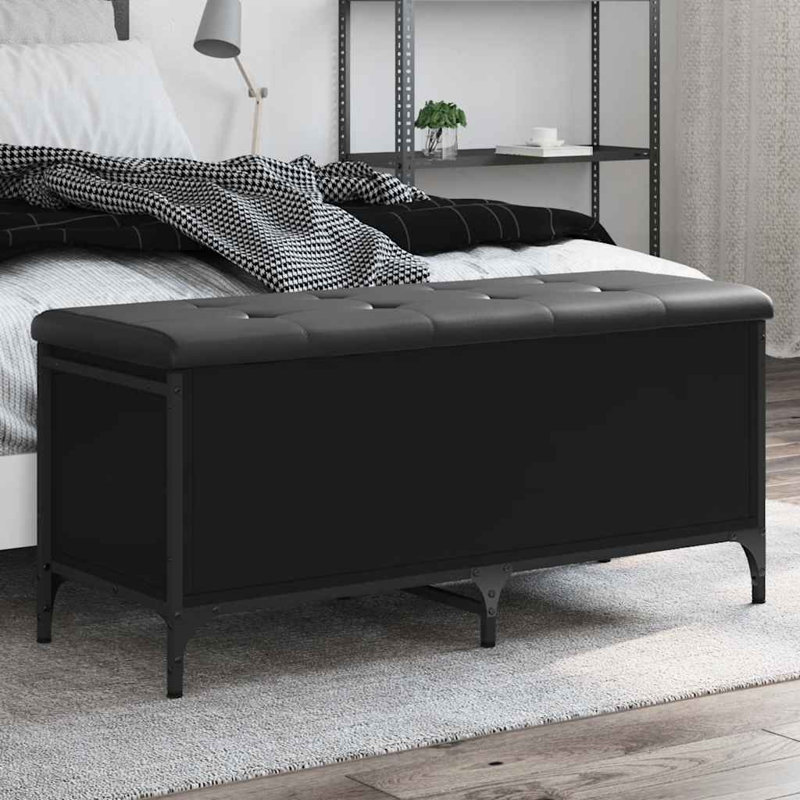 Upholstered Engineered Wood Bench, Black