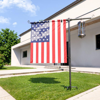 Porte-drapeau de jardin avec crochets de berger, 64 pouces