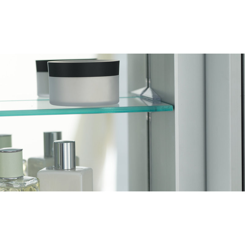R3 Series Recessed or Surface Mount Frameless Medicine Cabinet with 3 Adjustable Shelves, 26"H x 24"W x 4"D, Beveled edge