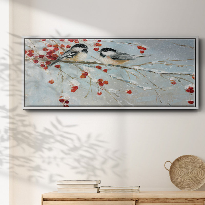Chickadees in Winter- Framed Canvas