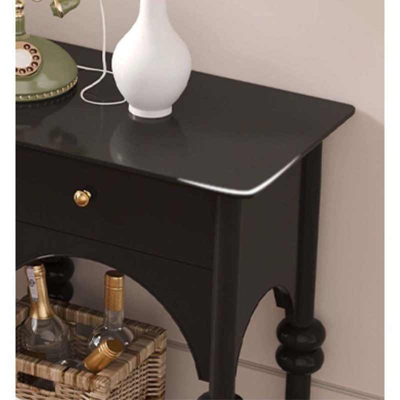 59.06" Brown Rectangular Solid Wood Console Table, Black, 31.89" H x 59.06" W x 13.78" D