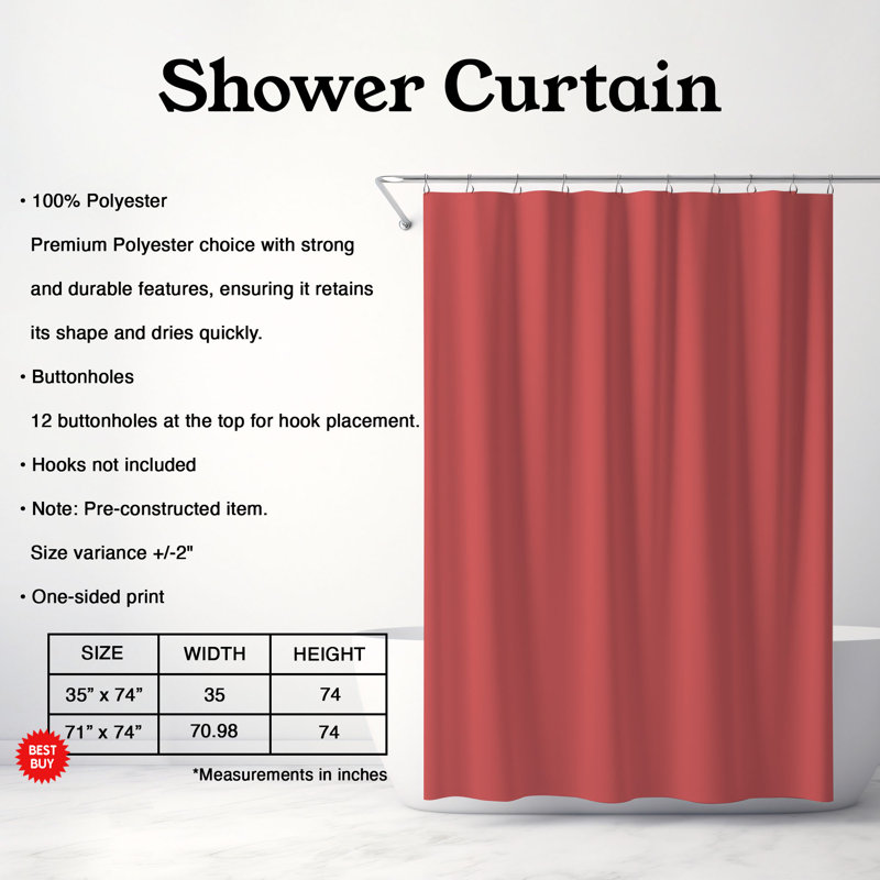 Rideau de douche Sienna Lattice - Premium, H 74 po x l 71 po, Rouge campagnard