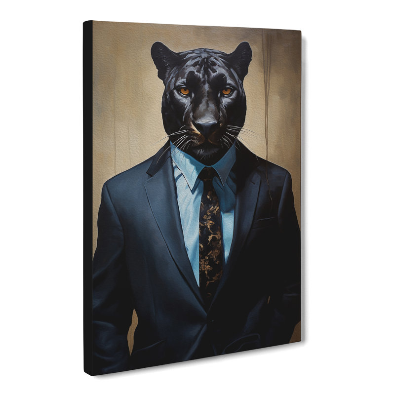 Panther In A Suit Painting No.5 - Wrapped Canvas, 60cm H x 40cm W x 3cm D
