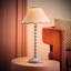 Nephi Bobbins Painted Table Lamp with Tapered Natural Linen Trim Scallop Shade-463383298-463383327-467287752