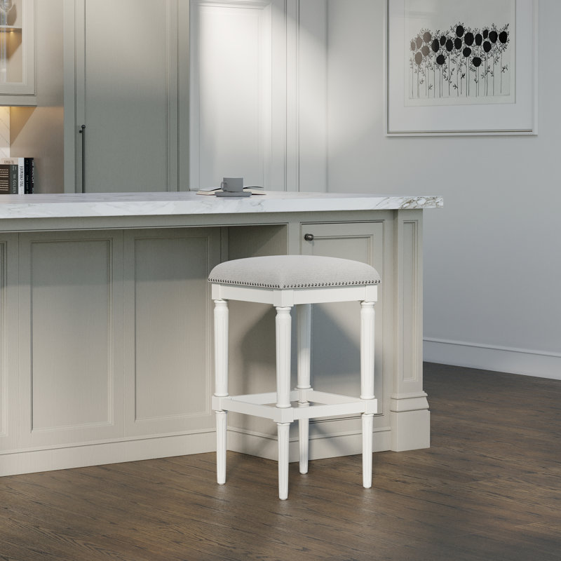 White 31-Inch Square Bar Stool, 1 Count